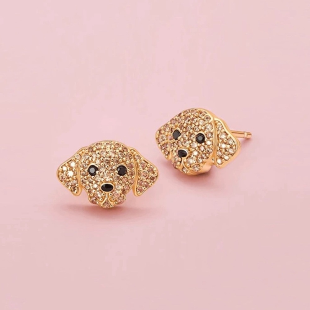 Golden Retriever Rhinestone Necklace and Earrings Set - Picture 3 of 6